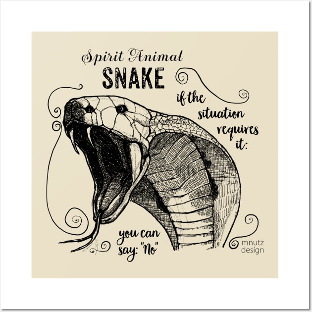 Spirit animal - Snake black Wall Art by mnutz